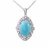 Image 1 : 14KT White Gold 4.99ct Turquoise and Diamond Pendant with Chain