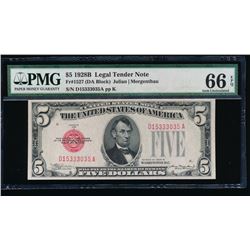 1928B $5 Legal Tender Note PMG 66EPQ