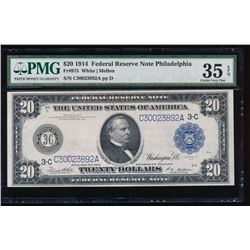 1914 $20 Philadelphia Federal Reserve Note PMG 35EPQ