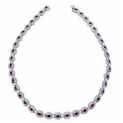 14KT White Gold 10.19ctw Ruby and Diamond Necklace