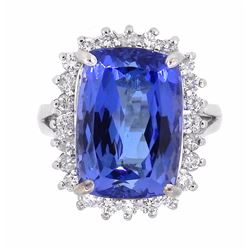 Platinum 8.27ct Tanzanite and Diamond Ring