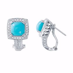 14KT White Gold 2.64ctw Turquois and Diamond Earrings