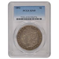 1893 $1 Morgan Silver Dollar Coin PCGS XF-45