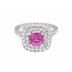 18KT White Gold 1.13ct GIA Cert Pink Sapphire and Diamond Ring