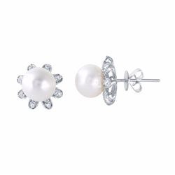 14KT White Gold 10.64ctw Pearl and Diamond Earrings