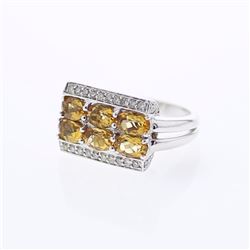 18KT White Gold 2.52ctw Citrine and Diamond Ring