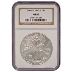 2008-W $1 American Silver Eagle Coin NGC MS69