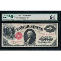 1917 $1 Legal Tender Note PMG 64