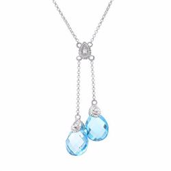 14KT White Gold 5.50ctw Blue Topaz and Diamond Pendant with Chain