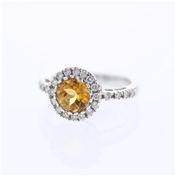 18KT White Gold 1.35ct Citrine and Diamond Ring