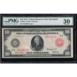 1914 $10 Cleveland Red Seal Federal Reserve Note PMG 30