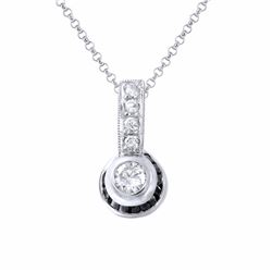 14KT White Gold 0.35ctw Sapphire and Diamond Pendant with Chain