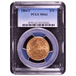 1884-S $10 Liberty Head Eagle Gold Coin PCGS MS62