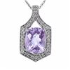 Image 1 : 14KT White Gold 4.24ct Amethyst and Diamond Pendant with Chain