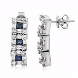 14KT White Gold 1.13ctw Blue Sapphire and Diamond Earrings