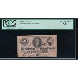 1864 50 Cent Confederate States of America Note PCGS 58