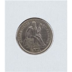 1871 Seated Liberty Dime