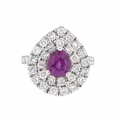 14KT White Gold 1.80ct Pink Sapphire and Diamond Ring