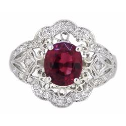 Platinum 1.84ct Tourmaline and Diamond Ring