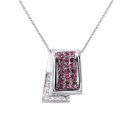 14KT White Gold 0.49ctw Pink Sapphire and Diamond Pendant with Chain