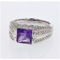 18KT White Gold 1.84ct Amethyst and Diamond Ring