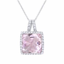 14KT White Gold 13.28ct Amethyst and Diamond Pendant with Chain