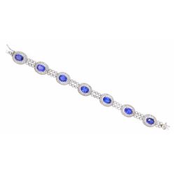 14KT White Gold 10.28ctw Tanzanite and Diamond Bracelet