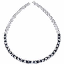 14KT White Gold 9.64ctw Blue Sapphire and Diamond Necklace