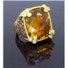 Image 3 : 18KT Yellow Gold Champagne Quartz and Diamond Ring