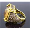 Image 4 : 18KT Yellow Gold Champagne Quartz and Diamond Ring