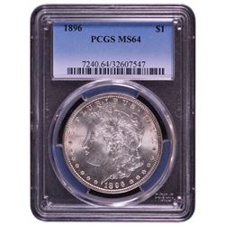 1896 $1 Morgan Silver Dollar Coin PCGS MS64