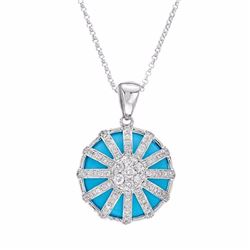 14KT White Gold 9.10ct Turquoise and Diamond Pendant with Chain