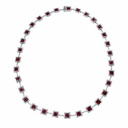 14KT White Gold 14.65ctw Ruby and Diamond Necklace