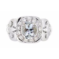 14KT White Gold 2.63ct Aquamarine and Diamond Ring