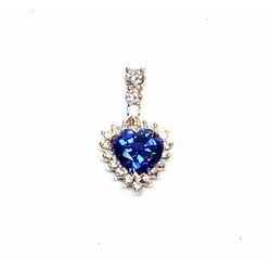 14KT Yellow Gold 3.00ct Tanzanite and Diamond Pendant