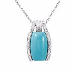 14KT White Gold 12.15ct Turquoise and Diamond Pendant with Chain