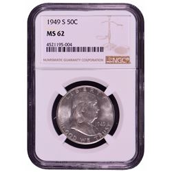 1949-S Franklin Half Dollar Coin NGC MS62