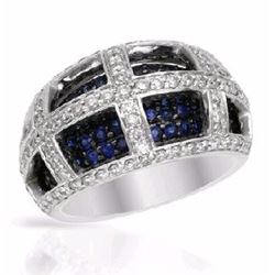 14KT White Gold 1.22ctw Blue Sapphire and Diamond Ring