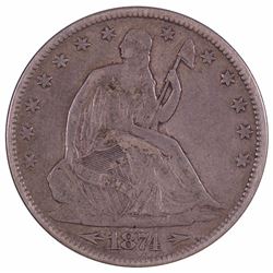 1874 Seated Liberty Half Dollar Coin