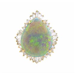 14KT Yellow Gold 17.36ct Opal and Diamond Ring