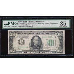 1934 $500 San Francisco Federal Reserve Note PMG 35