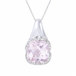 14KT White Gold 7.51ct Amethyst and Diamond Pendant with Chain