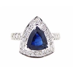 18KT White Gold 2.25ct Blue Sapphire and Diamond Ring