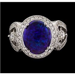 14KT White Gold 3.85ct Opal and Diamond Ring