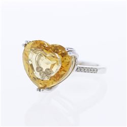 14KT White Gold 11.55ct Citrine and Diamond Ring