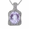 Image 1 : 14KT White Gold 4.36ct Amethyst and Diamond Pendant with Chain