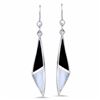 Image 1 : Sterling Silver Onyx and Mother of Pearl Dangle Earrings