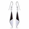 Image 2 : Sterling Silver Onyx and Mother of Pearl Dangle Earrings