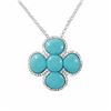 Image 1 : 14KT White Gold 6.34ctw Turquoise and Diamond Pendant with Chain