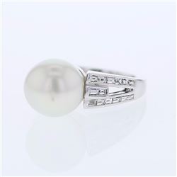 14KT White Gold 12.57ct Pearl and Diamond Ring